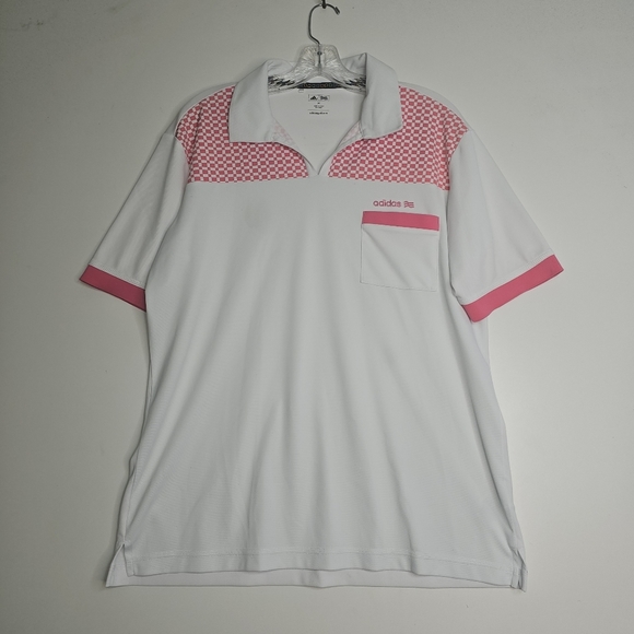 ADIDAS Golf Polo Shirt Size M White and Neon/Pink Men - Picture 1 of 9